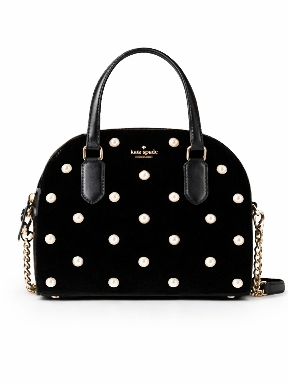 Kate Spade New York Reiley Laurel Way Black Velvet Pearl Stud Crossbody Bag